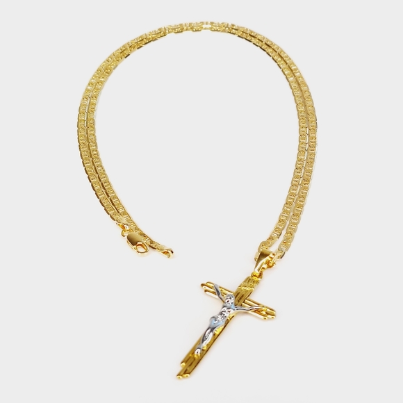 Other - 18kt Gold Plated Crucifix Pendant w/ 24" Chain